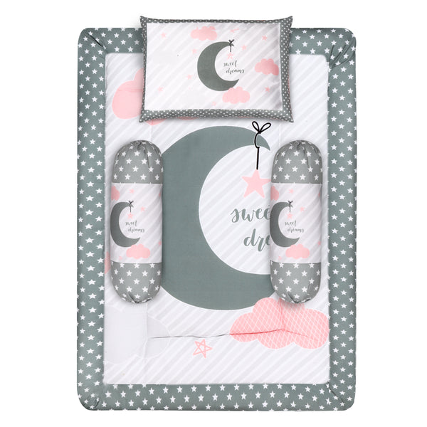 Toynix Baby Sleeping Soft Cotton Godadi with Pillow & 2 Bolsters, Soft Cotton Newborn Bedding Mattress for (0–12 Months) Baby