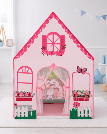 Kiddlix Pink Princess Cottage Extra Large Kids Play Tent House for 2 Children, Foldable Indoor Playhouse with Premium Polyester Fabric & Fiberglass Frame (3–10 Years)