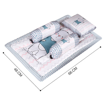 Toynix Baby Sleeping Soft Cotton Godadi with Pillow & 2 Bolsters. Soft Cotton Newborn Bedding Mattress for (0–12 Months) baby