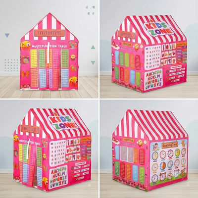 Kiddlix Kids Learning Play Tent House, Foldable Educational Indoor Playhouse with Premium Polyester Fabric & Fiberglass Frame, Portable Learning Tent for Boys & Girls (3–10 Years)