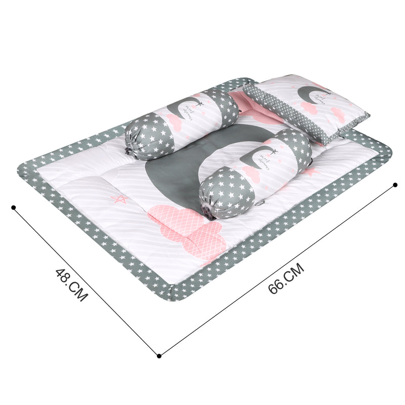 Toynix Baby Sleeping Soft Cotton Godadi with Pillow & 2 Bolsters, Soft Cotton Newborn Bedding Mattress for (0–12 Months) Baby