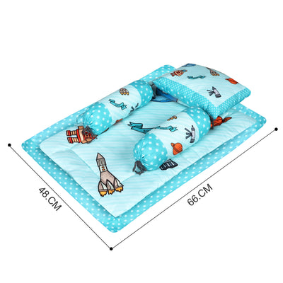 Toynix Baby Sleeping Soft Cotton Godadi with Pillow & 2 Bolsters, Soft Cotton Newborn Bedding Mattress for (0–12 Months) Baby
