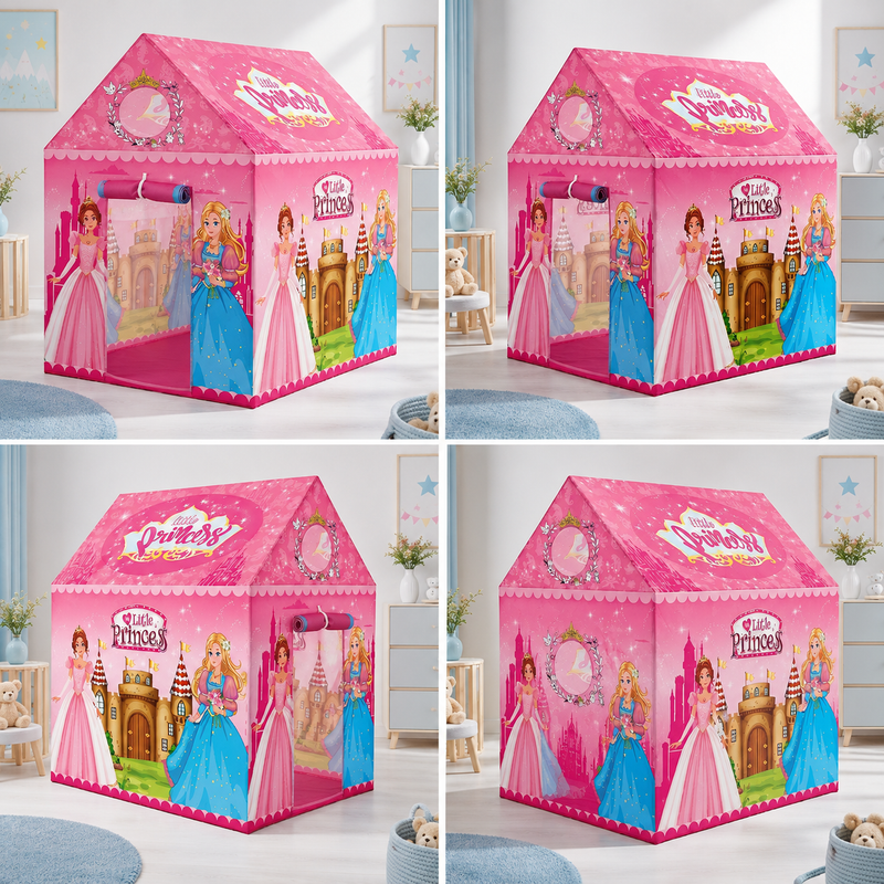 Kiddlix Little Princess Kids Play Tent House, Foldable Indoor Playhouse with Premium Polyester Fabric & Fiberglass Frame for Girls (3–10 Years)