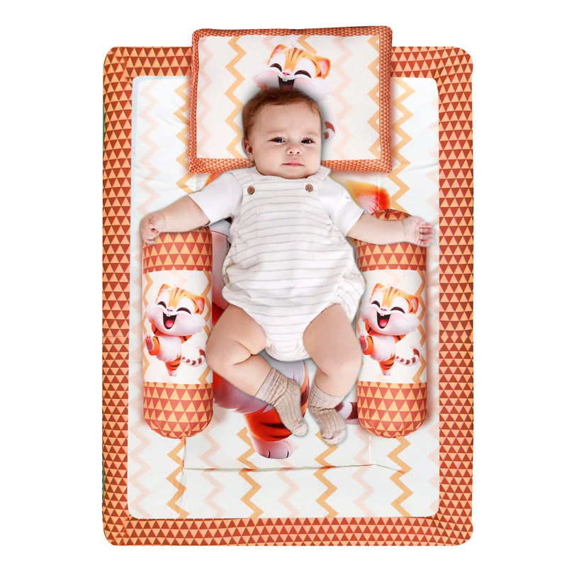 Toynix Baby Sleeping Soft Cotton Godadi with Pillow & 2 Bolsters, Soft Cotton Newborn Bedding Mattress for (0–12 Months) Baby
