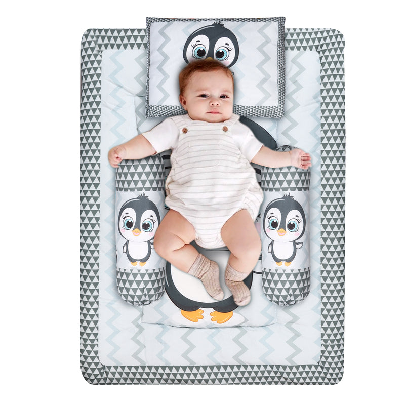 Toynix Baby Sleeping Soft Cotton Godadi with Pillow & 2 Bolsters, Soft Cotton Newborn Bedding Mattress for (0–12 Months) Baby