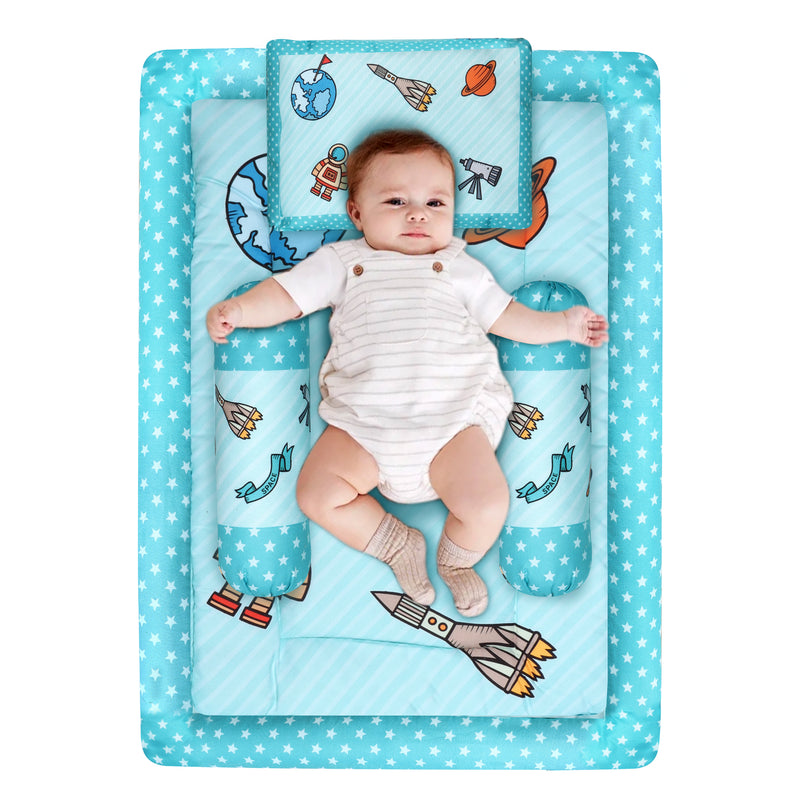 Toynix Baby Sleeping Soft Cotton Godadi with Pillow & 2 Bolsters, Soft Cotton Newborn Bedding Mattress for (0–12 Months) Baby