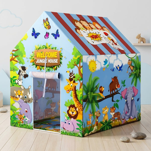 Toynix Jungle Adventure Kids Play Tent House, Foldable Indoor Playhouse with Premium Polyester Fabric & Fiberglass Frame for Boys & Girls (3–10 Years)