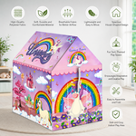 Kiddlix Unicorn Fantasy Kids Play Tent House, Foldable Indoor Playhouse with Premium Polyester Fabric & Fiberglass Frame for Girls (3–10 Years)