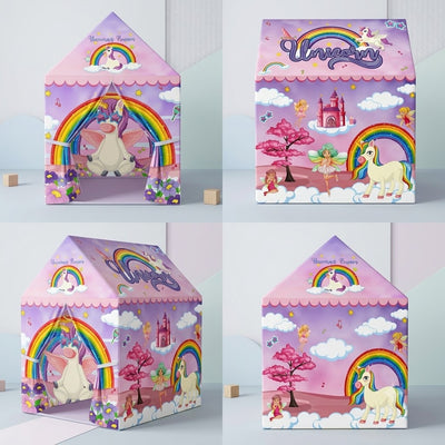 Kiddlix Unicorn Fantasy Kids Play Tent House, Foldable Indoor Playhouse with Premium Polyester Fabric & Fiberglass Frame for Girls (3–10 Years)