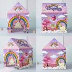 Kiddlix Unicorn Fantasy Kids Play Tent House, Foldable Indoor Playhouse with Premium Polyester Fabric & Fiberglass Frame for Girls (3–10 Years)