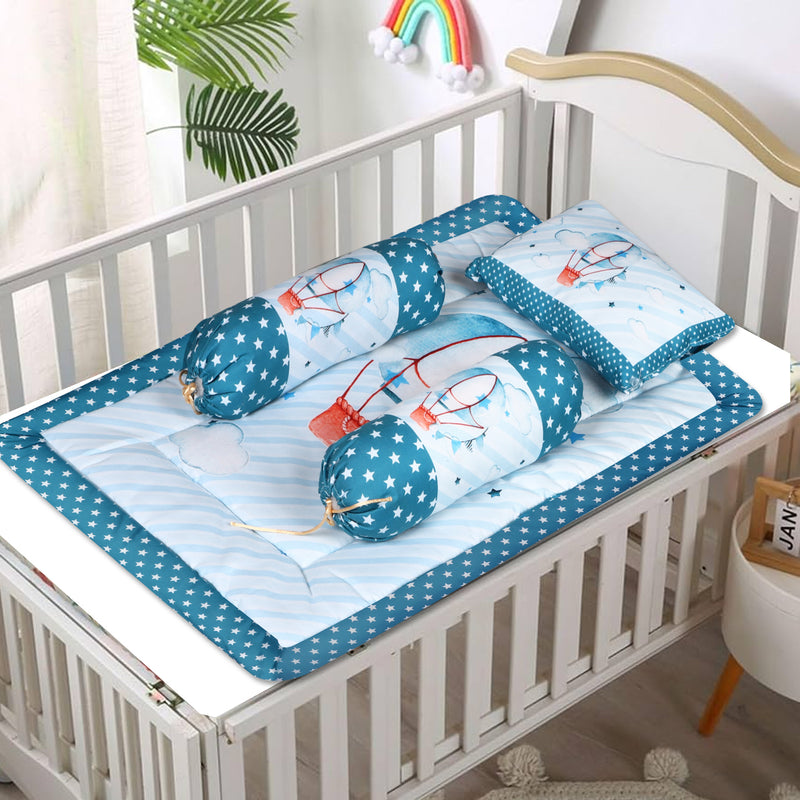 Toynix Baby Sleeping Soft Cotton Godadi with Pillow & 2 Bolsters, Soft Cotton Newborn Bedding Mattress for (0–12 Months) Baby