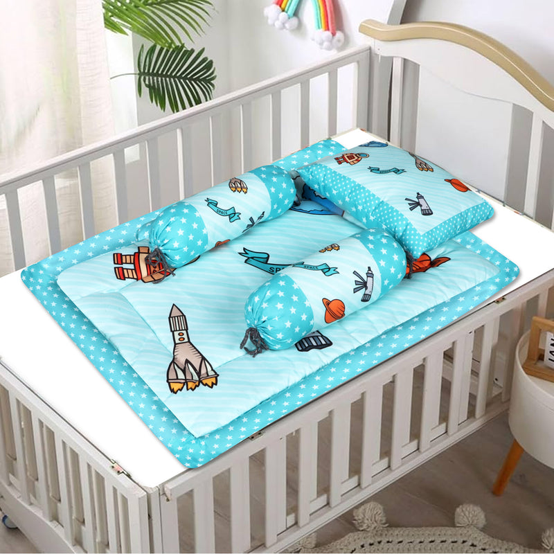 Toynix Baby Sleeping Soft Cotton Godadi with Pillow & 2 Bolsters, Soft Cotton Newborn Bedding Mattress for (0–12 Months) Baby
