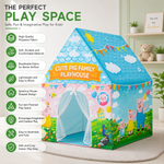 Kiddlix Cute Pig Family Extra Large Kids Play Tent House for 2 Children, Foldable Indoor Playhouse with Premium Polyester Fabric & Fiberglass Frame (3–10 Years)