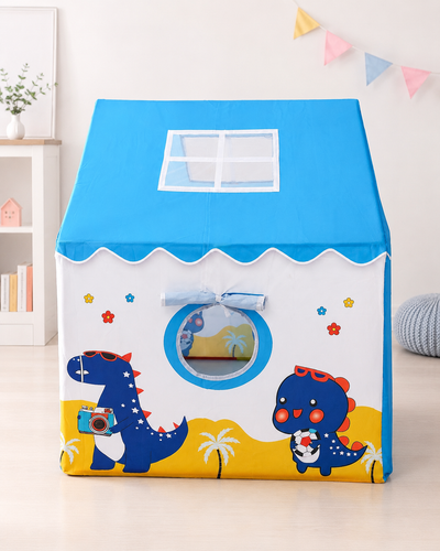 Kiddlix Dinosaur Kids Play Tent House with Mesh Curtain Door, Foldable Indoor Playhouse, Polyester Fabric Tent for Boys & Girls (3–10 Years)