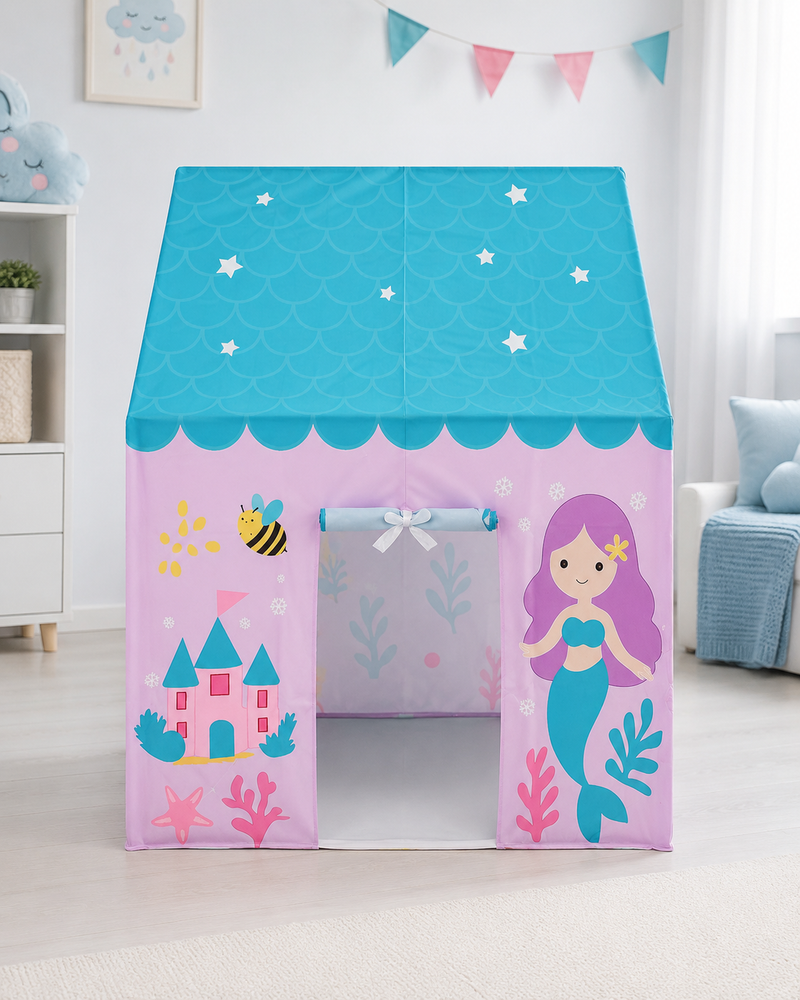 Kiddlix Mermaid Kingdom Kids Play Tent House with Foldable Indoor Playhouse, Polyester Fabric Play Tent for Boys & Girls Age 3–10 Years