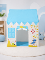 Kiddlix Beach Theme Kids Play Tent House, Foldable Indoor Playhouse with Polyester Fabric & Fiberglass Frame, Portable Pretend Play Tent for Boys & Girls (3–10 Years)