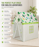 Kiddlix Jungle Safari Kids Play Tent House with Mesh Curtain Door, Animal Theme Indoor Outdoor Playhouse for Boys & Girls Age 3–10 Years
