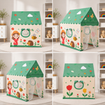 Kiddlix Garden Adventure Kids Play Tent House with Mesh Curtains & Nature Theme Indoor Outdoor Playhouse for Boys & Girls Age 3-10 Years