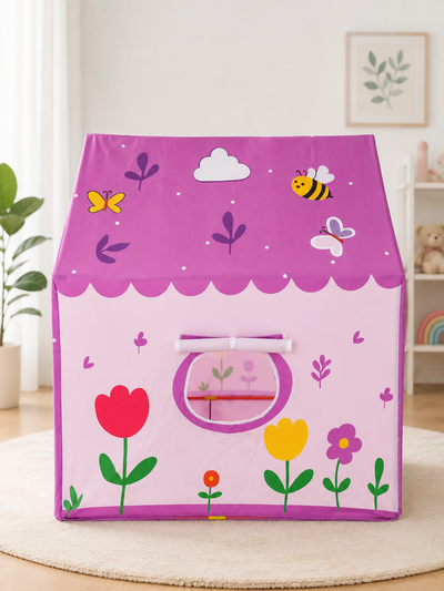 Kiddlix Butterfly Garden Kids Play Tent House with Mesh Curtain Door, Foldable Indoor Outdoor Playhouse for Boys & Girls Age 3–10 Years