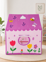Kiddlix Butterfly Garden Kids Play Tent House with Mesh Curtain Door, Foldable Indoor Outdoor Playhouse for Boys & Girls Age 3–10 Years