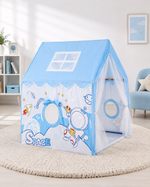 Kiddlix Space Adventure Kids Play Tent House with Mesh Curtain Door, Astronaut Theme Indoor Outdoor Playhouse for Boys & Girls Age 3–10 Years