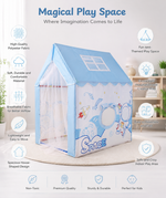 Kiddlix Space Adventure Kids Play Tent House with Mesh Curtain Door, Astronaut Theme Indoor Outdoor Playhouse for Boys & Girls Age 3–10 Years