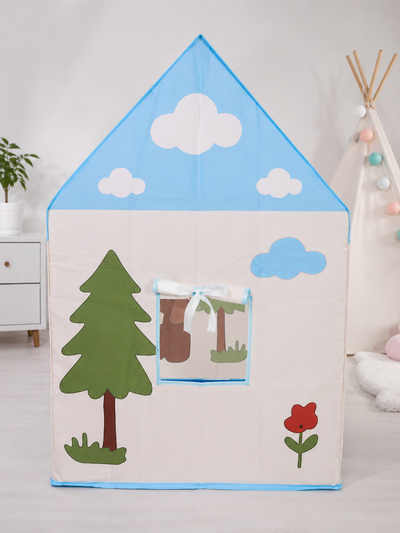 Kiddlix Forest Theme Kids Play Tent House, Foldable Indoor Playhouse with Polyester Fabric & Fiberglass Frame, Portable Pretend Play Tent for Boys & Girls (3–10 Years)