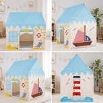 Kiddlix Beach Theme Kids Play Tent House, Foldable Indoor Playhouse with Polyester Fabric & Fiberglass Frame, Portable Pretend Play Tent for Boys & Girls (3–10 Years)