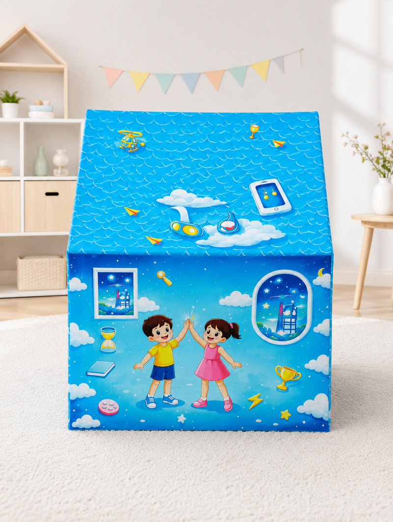Kiddlix Magic Future House Extra Large Kids Play Tent House for 2 Children, Foldable Indoor Playhouse with Premium Polyester Fabric & Fiberglass Frame (3–10 Years)
