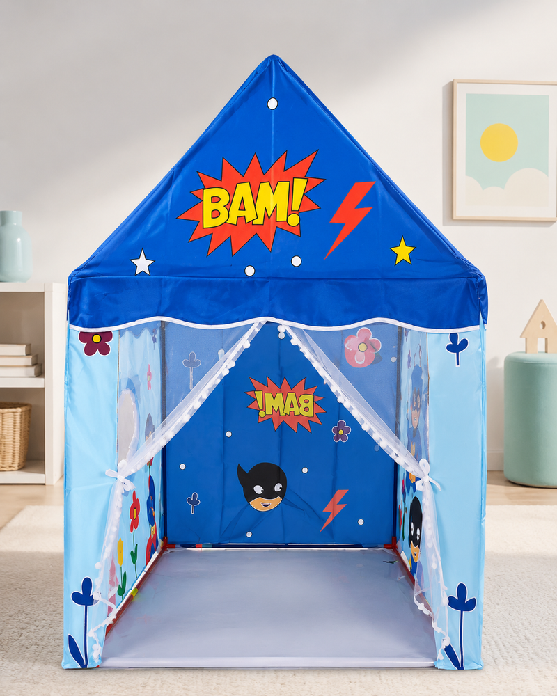 Kiddlix Kids Play Tent House. Superhero Theme Indoor & Outdoor Playhouse for Boys & Girls Age 3-8 Years. Foldable & Portable Play Tent