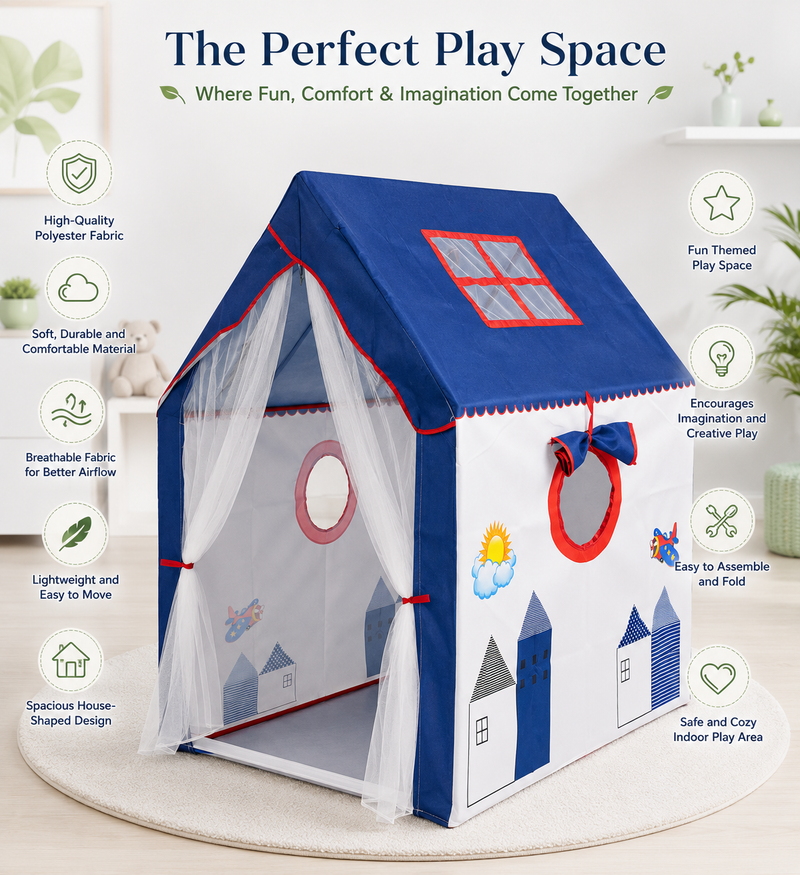 Kiddlix Kids Play Tent House. Playhouse for Boys & Girls Age 3-8 Years. City House Indoor & Outdoor Foldable Portable Play Tent
