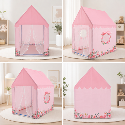 Kiddlix Kids Play Tent House. Playhouse for Boys & Girls Age 3-10 Years. Floral Princess Indoor & Outdoor Foldable Portable Play Tent