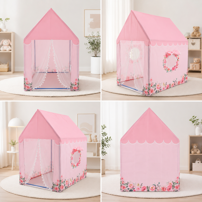 Kiddlix Kids Play Tent House. Playhouse for Boys & Girls Age 3-10 Years. Floral Princess Indoor & Outdoor Foldable Portable Play Tent
