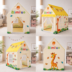 Kiddlix Kids Play Tent House. Playhouse for Boys & Girls Age 3-8 Years. Giraffe Adventure Indoor & Outdoor Foldable Portable Play Tent