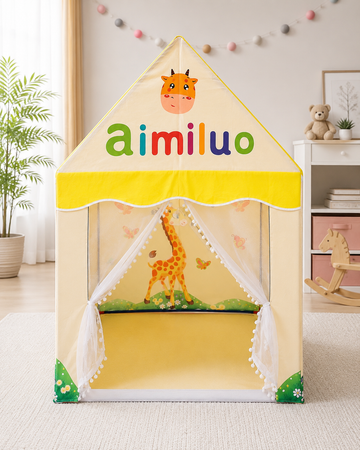 Kiddlix Kids Play Tent House. Playhouse for Boys & Girls Age 3-8 Years. Giraffe Adventure Indoor & Outdoor Foldable Portable Play Tent