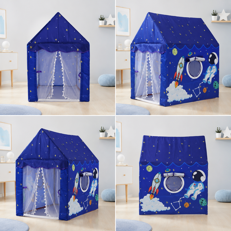 Kiddlix Kids Play Tent House. Playhouse for Boys & Girls Age 3-8 Years. Space Adventure Indoor & Outdoor Foldable Portable Play Tent