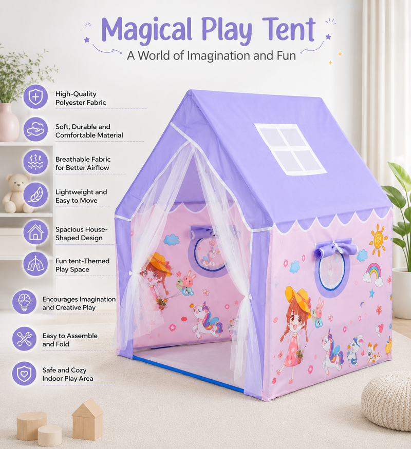 Kiddlix Kids Play Tent House. Playhouse for Boys & Girls Age 3-8 Years. Unicorn Wonderland Indoor & Outdoor Foldable Portable Play Tent