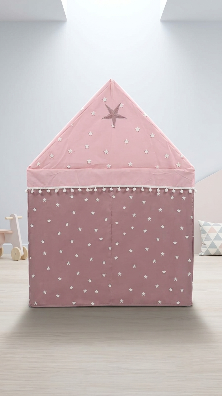 Kiddlix Kids Play Tent House. Pink Fairy Castle Theme Indoor & Outdoor Playhouse for Boys & Girls Age 3-8 Years. Foldable & Portable Play Tent