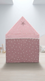 Kiddlix Kids Play Tent House. Pink Fairy Castle Theme Indoor & Outdoor Playhouse for Boys & Girls Age 3-8 Years. Foldable & Portable Play Tent
