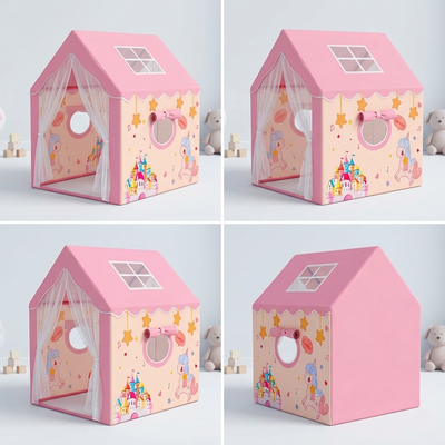 Kiddlix Kids Play Tent House. Unicorn Princess Castle Theme Indoor & Outdoor Playhouse for Boys & Girls Age 3-10 Years. Foldable & Portable Play Tent