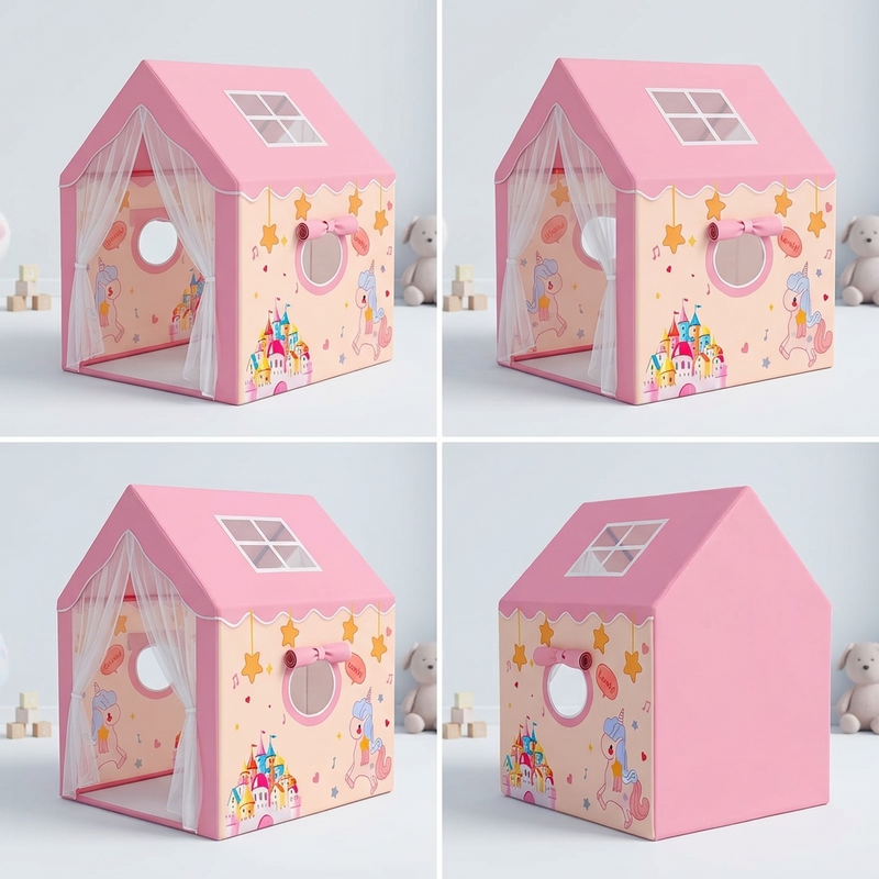 Kiddlix Kids Play Tent House. Unicorn Princess Castle Theme Indoor & Outdoor Playhouse for Boys & Girls Age 3-10 Years. Foldable & Portable Play Tent