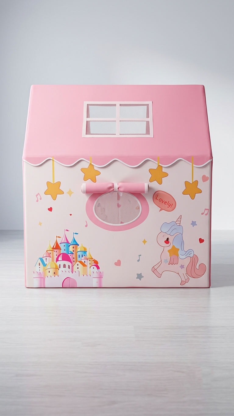 Kiddlix Kids Play Tent House. Unicorn Princess Castle Theme Indoor & Outdoor Playhouse for Boys & Girls Age 3-10 Years. Foldable & Portable Play Tent