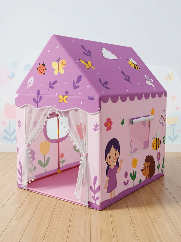 Toynix Butterfly Garden Kids Play Tent House with Mesh Curtain Door, Foldable Indoor Outdoor Playhouse for Boys & Girls Age 3–10 Years