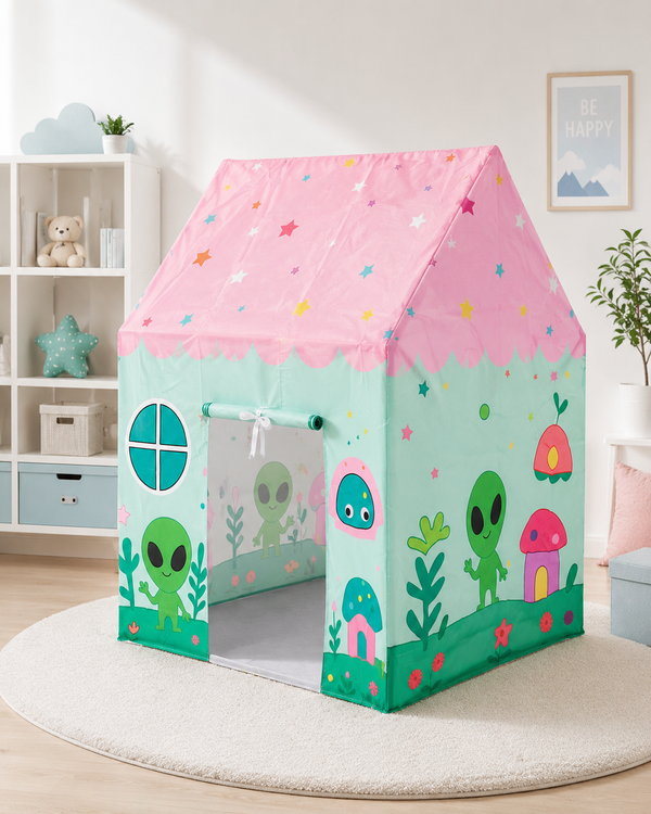 Toynix Alien Theme Kids Play Tent House with Mesh Door, Foldable Indoor Playhouse, Polyester Fabric Tent for Boys & Girls (3–10 Years)