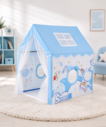 Kiddlix Space Adventure Kids Play Tent House with Mesh Curtain Door, Astronaut Theme Indoor Outdoor Playhouse for Boys & Girls Age 3–10 Years