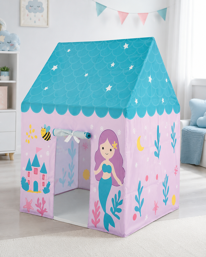 Kiddlix Mermaid Kingdom Kids Play Tent House with Foldable Indoor Playhouse, Polyester Fabric Play Tent for Boys & Girls Age 3–10 Years