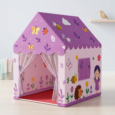 Kiddlix Butterfly Garden Kids Play Tent House with Mesh Curtain Door, Foldable Indoor Outdoor Playhouse for Boys & Girls Age 3–10 Years