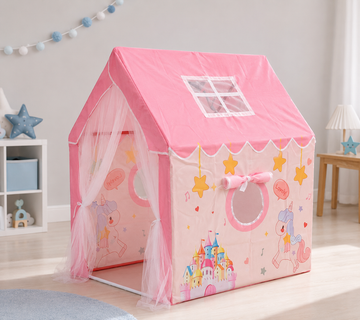 Kiddlix Kids Play Tent House. Unicorn Princess Castle Theme Indoor & Outdoor Playhouse for Boys & Girls Age 3-10 Years. Foldable & Portable Play Tent