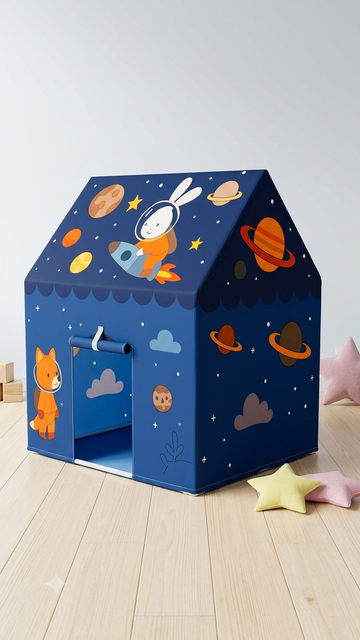 Kiddlix Kids Play Tent House Space Adventure Rocket Cottage Indoor & Outdoor Playhouse for Boys & Girls Age 3-10 Years