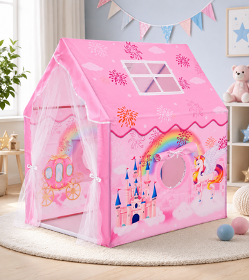 Kiddlix Kids Play Tent House Pink Fantasy Castle Cottage Indoor & Outdoor Playhouse for Girls Age 3-10 Years